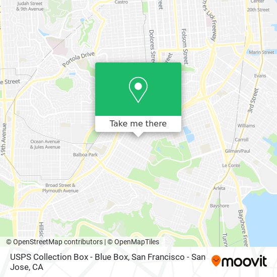 Mapa de USPS Collection Box - Blue Box