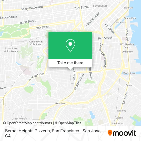 Mapa de Bernal Heights Pizzeria