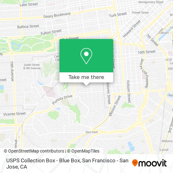 Mapa de USPS Collection Box - Blue Box