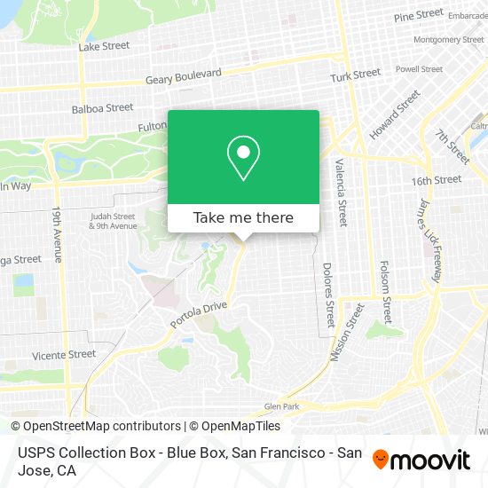 Mapa de USPS Collection Box - Blue Box