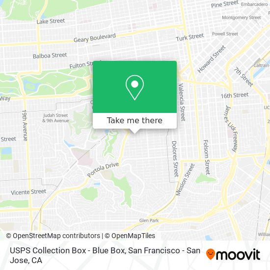 Mapa de USPS Collection Box - Blue Box