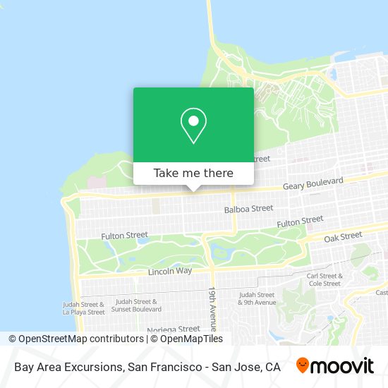 Bay Area Excursions map