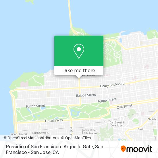 Presidio of San Francisco: Arguello Gate map