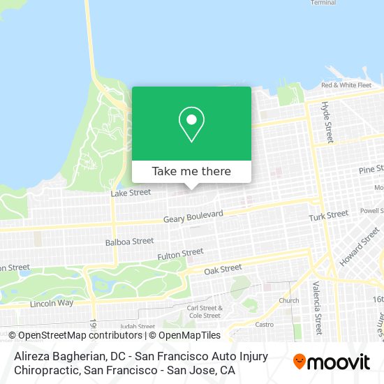 Alireza Bagherian, DC - San Francisco Auto Injury Chiropractic map