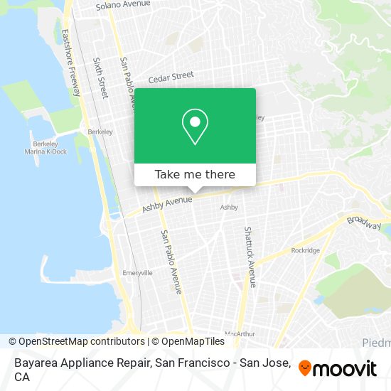 Bayarea Appliance Repair map