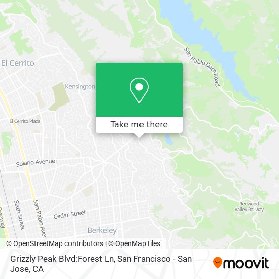 Mapa de Grizzly Peak Blvd:Forest Ln