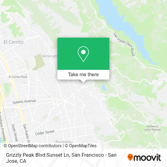 Mapa de Grizzly Peak Blvd:Sunset Ln