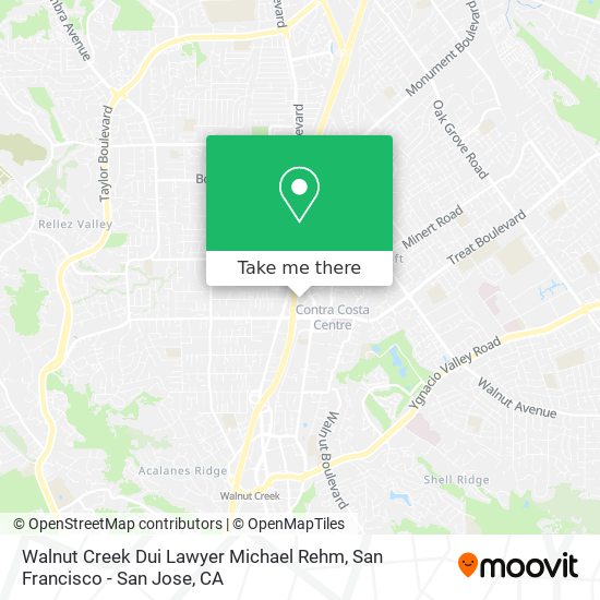 Mapa de Walnut Creek Dui Lawyer Michael Rehm