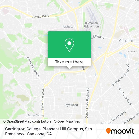 Carrington College, Pleasant Hill Campus map