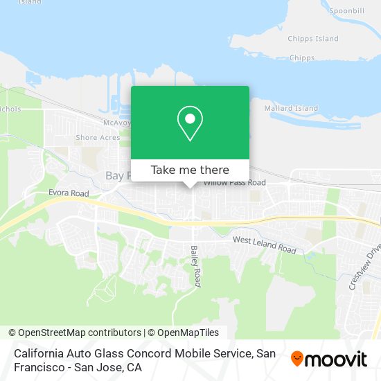 California Auto Glass Concord Mobile Service map