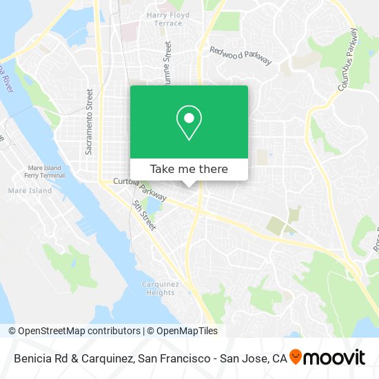 Benicia Rd & Carquinez map