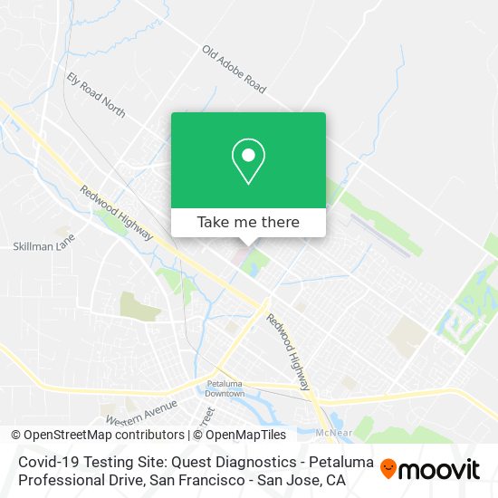 Covid-19 Testing Site: Quest Diagnostics - Petaluma Professional Drive map