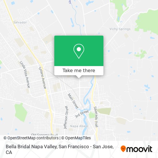 Bella Bridal Napa Valley map