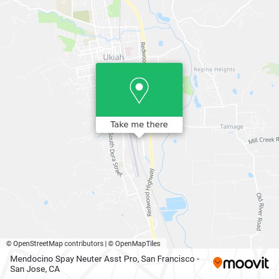 Mendocino Spay Neuter Asst Pro map