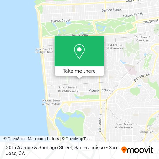 30th Avenue & Santiago Street map