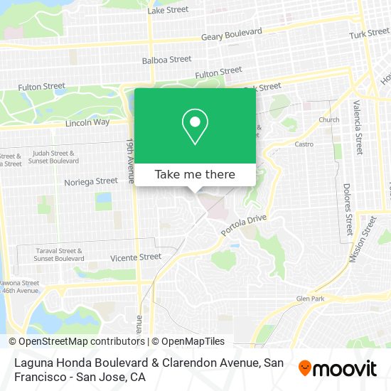 Laguna Honda Boulevard & Clarendon Avenue map