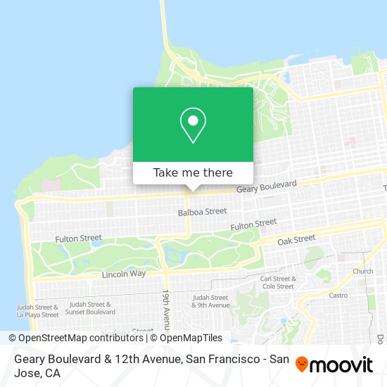 Geary Boulevard & 12th Avenue map