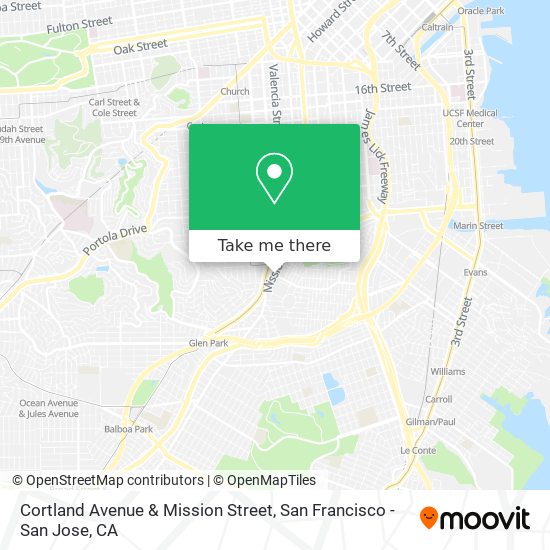 Cortland Avenue & Mission Street map
