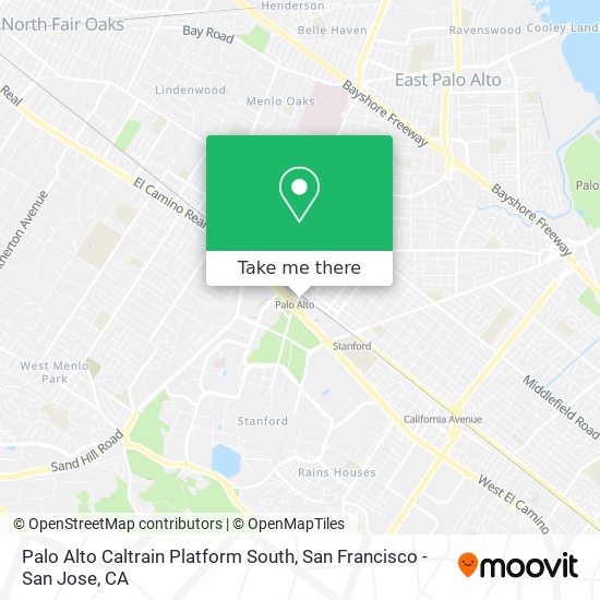 Palo Alto Caltrain Platform South map