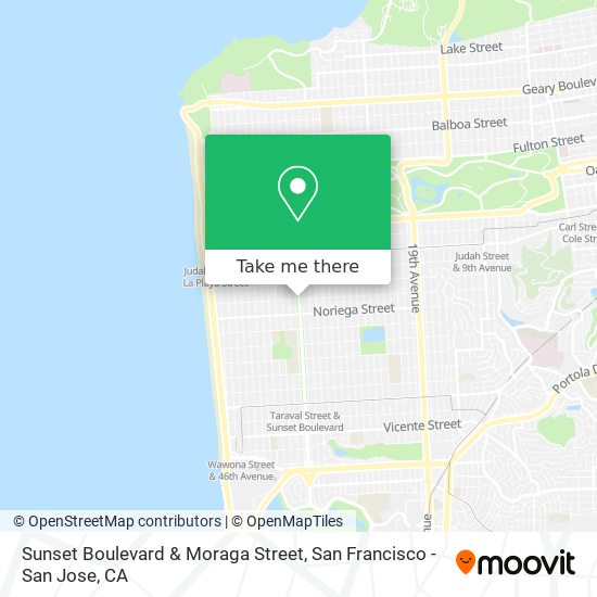 Sunset Boulevard & Moraga Street map