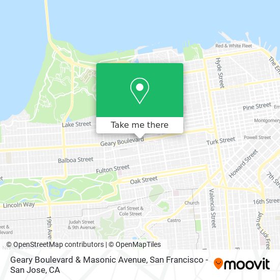 Geary Boulevard & Masonic Avenue map