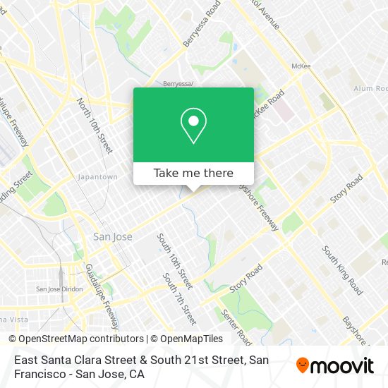 Mapa de East Santa Clara Street & South 21st Street