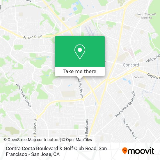 Contra Costa Boulevard & Golf Club Road map