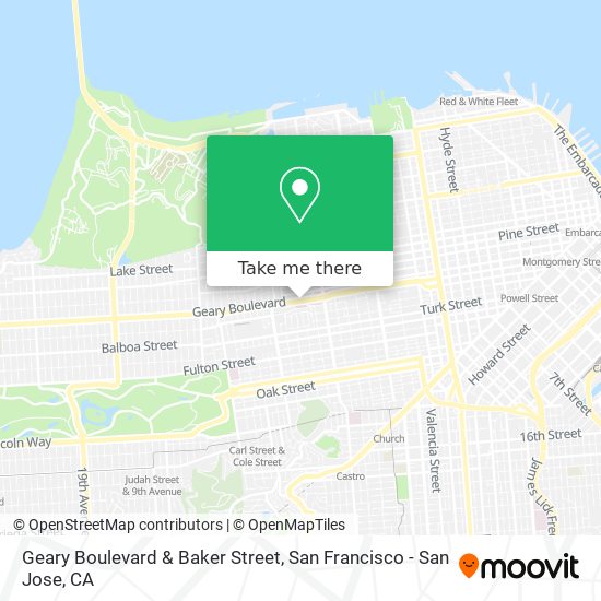 Geary Boulevard & Baker Street map