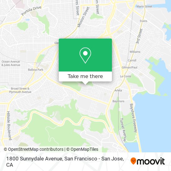 Mapa de 1800 Sunnydale Avenue