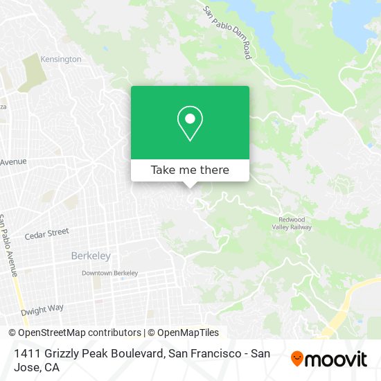 1411 Grizzly Peak Boulevard map