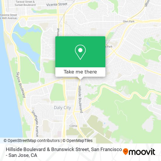 Hillside Boulevard & Brunswick Street map