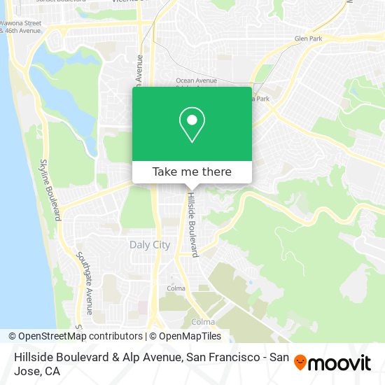 Hillside Boulevard & Alp Avenue map