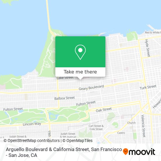 Arguello Boulevard & California Street map