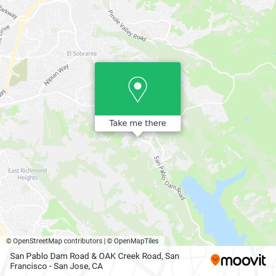 San Pablo Dam Road & OAK Creek Road map