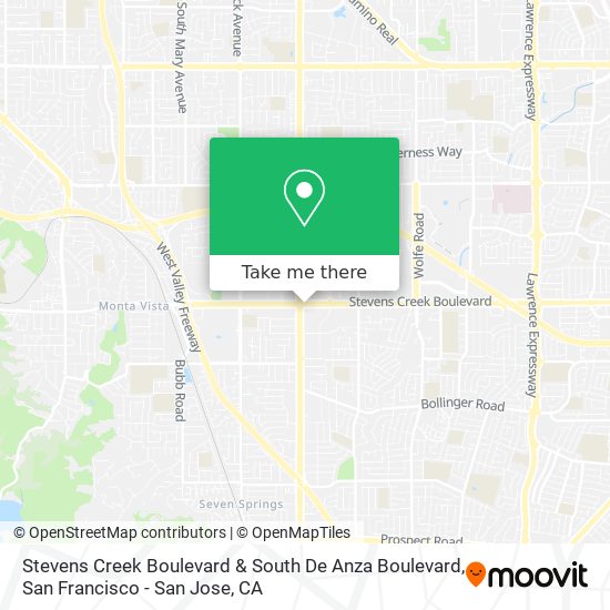 Stevens Creek Boulevard & South De Anza Boulevard map