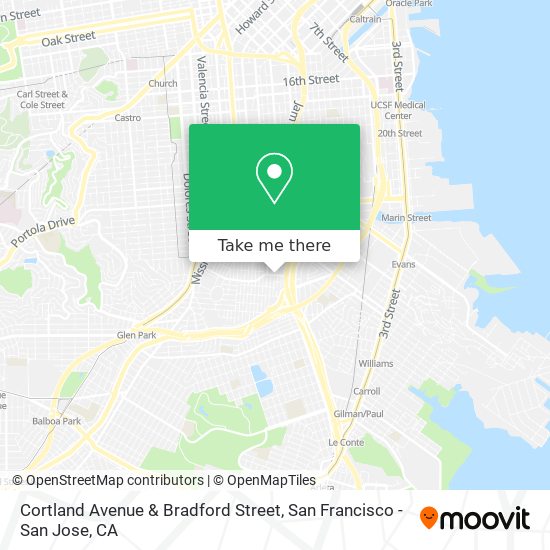 Cortland Avenue & Bradford Street map