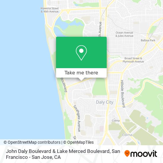 John Daly Boulevard & Lake Merced Boulevard map