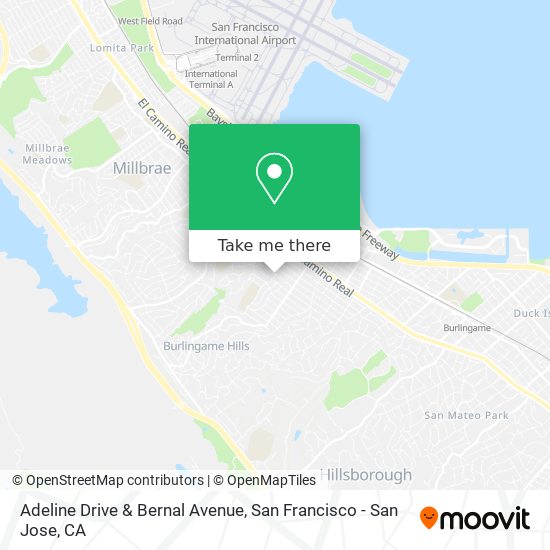 Adeline Drive & Bernal Avenue map