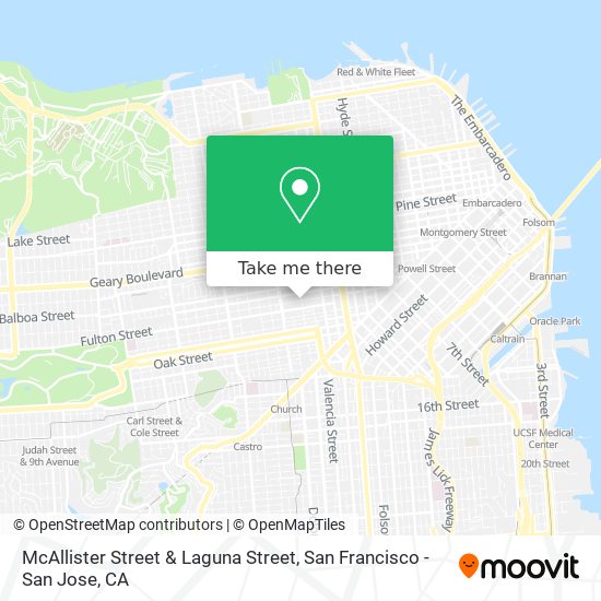 McAllister Street & Laguna Street map