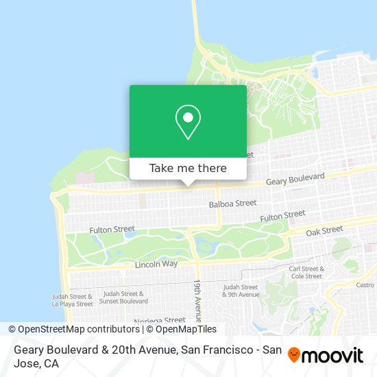 Geary Boulevard & 20th Avenue map
