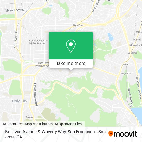 Bellevue Avenue & Waverly Way map