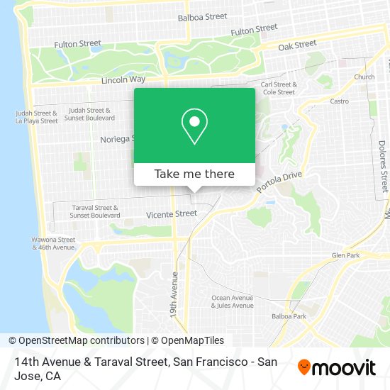 14th Avenue & Taraval Street map