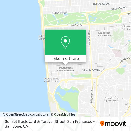 Sunset Boulevard & Taraval Street map