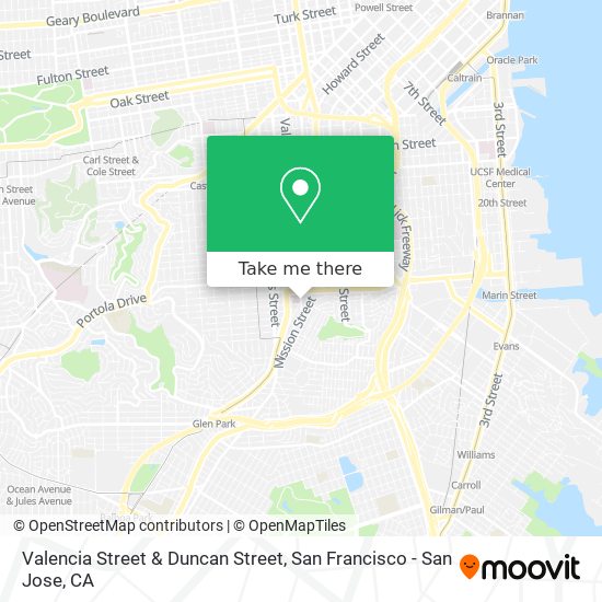 Valencia Street & Duncan Street map