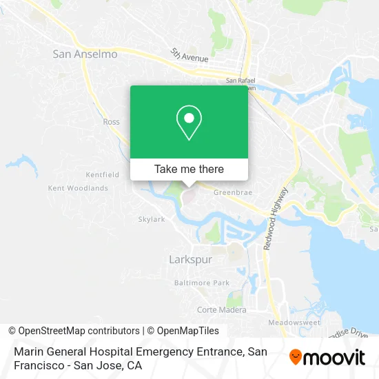 Marin General Hospital Emergency Entrance map