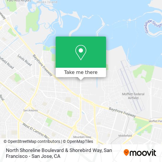 Mapa de North Shoreline Boulevard & Shorebird Way