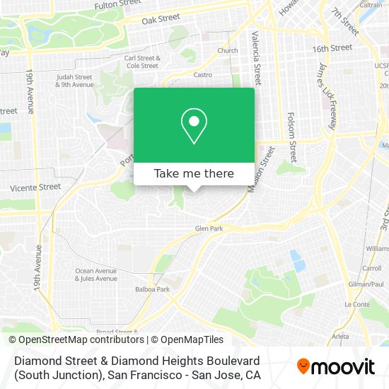 Diamond Street & Diamond Heights Boulevard (South Junction) map