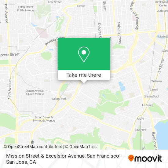 Mission Street & Excelsior Avenue map