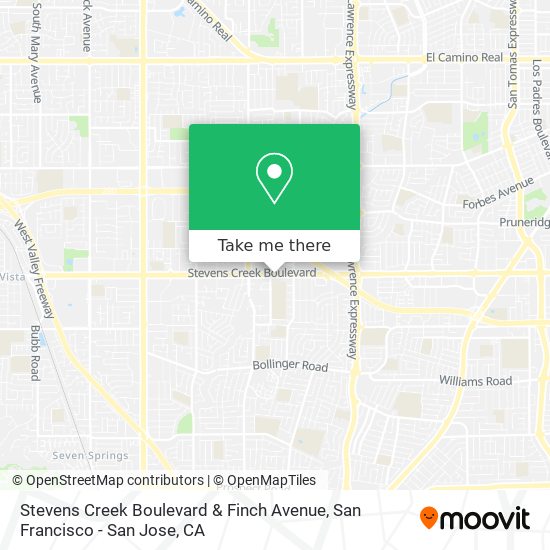 Stevens Creek Boulevard & Finch Avenue map