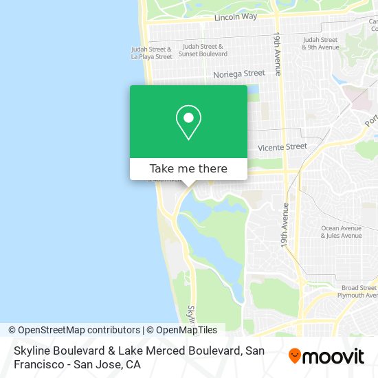 Skyline Boulevard & Lake Merced Boulevard map